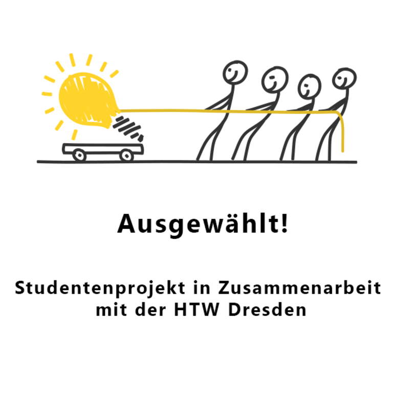 Das Logo des Studentenprojektes "Ausgewählt", 4 Strichmännchen ziehen an einer Glühbirne